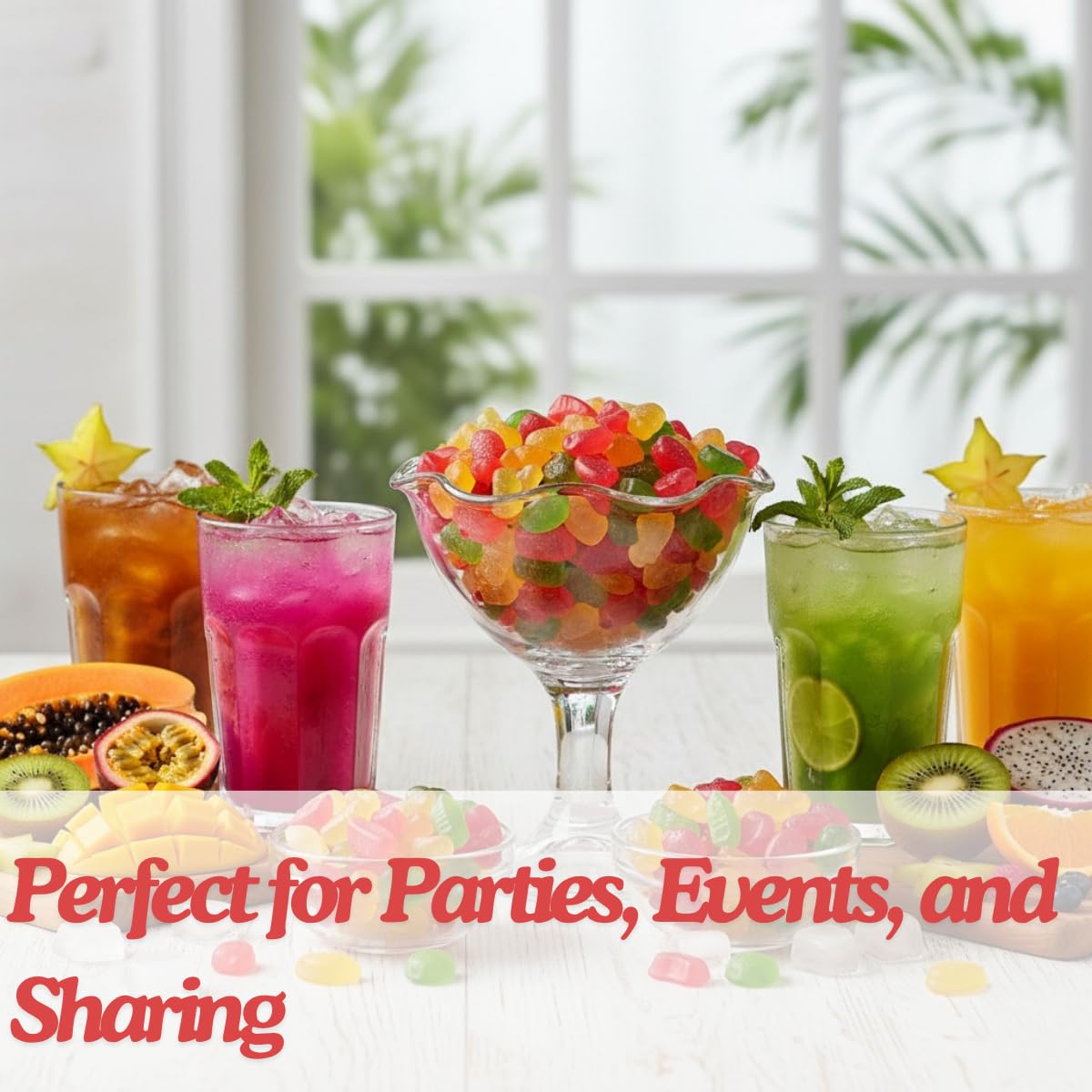 Halal Gummy Candy Fruit Mix | 5 Pound Variety Pack | Fruit Shaped Gummies | Assorted Fruit Flavors for Party Favors, Goody Bags, and Kids' Events