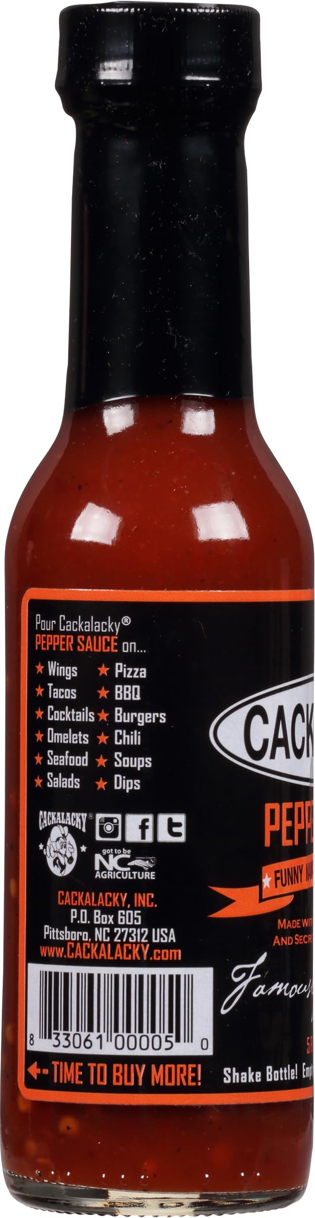 Cackalacky Famously Original Pepper Sauce - 5 oz Bottle - Fiery Hot & Spicy Red Chili Flavor, All-Natural Ingredients, Perfect for Grilling, Dipping