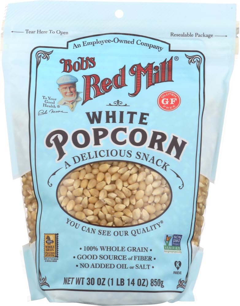 Bob's Red Mill Resealable Whole White Popcorn, 30 Ounce (Pack of 2)