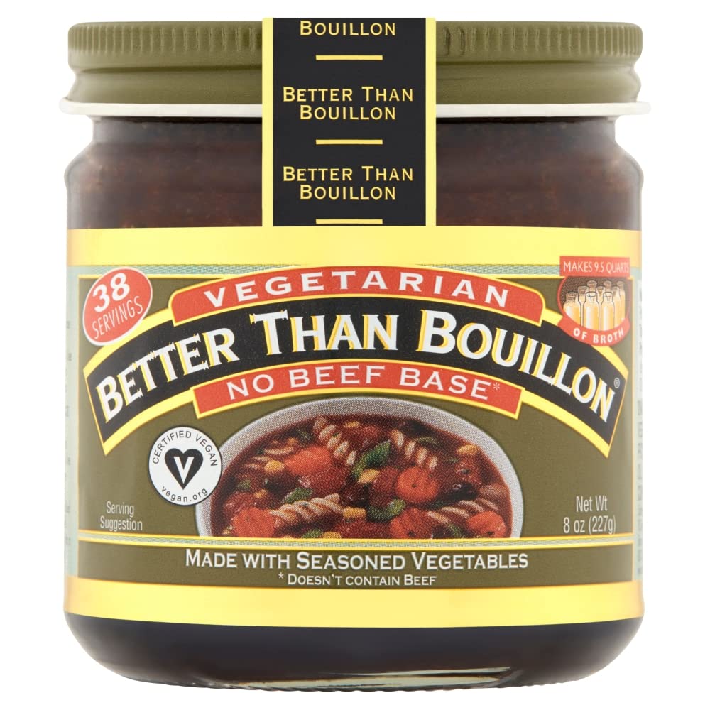 Better Than Bouillon Vegetarian No Beef Base, Made with Seasoned Vegetables, Certified Vegan, Makes 9.5 Quarts of Broth, 38 Servings 8 Ounce (Pack