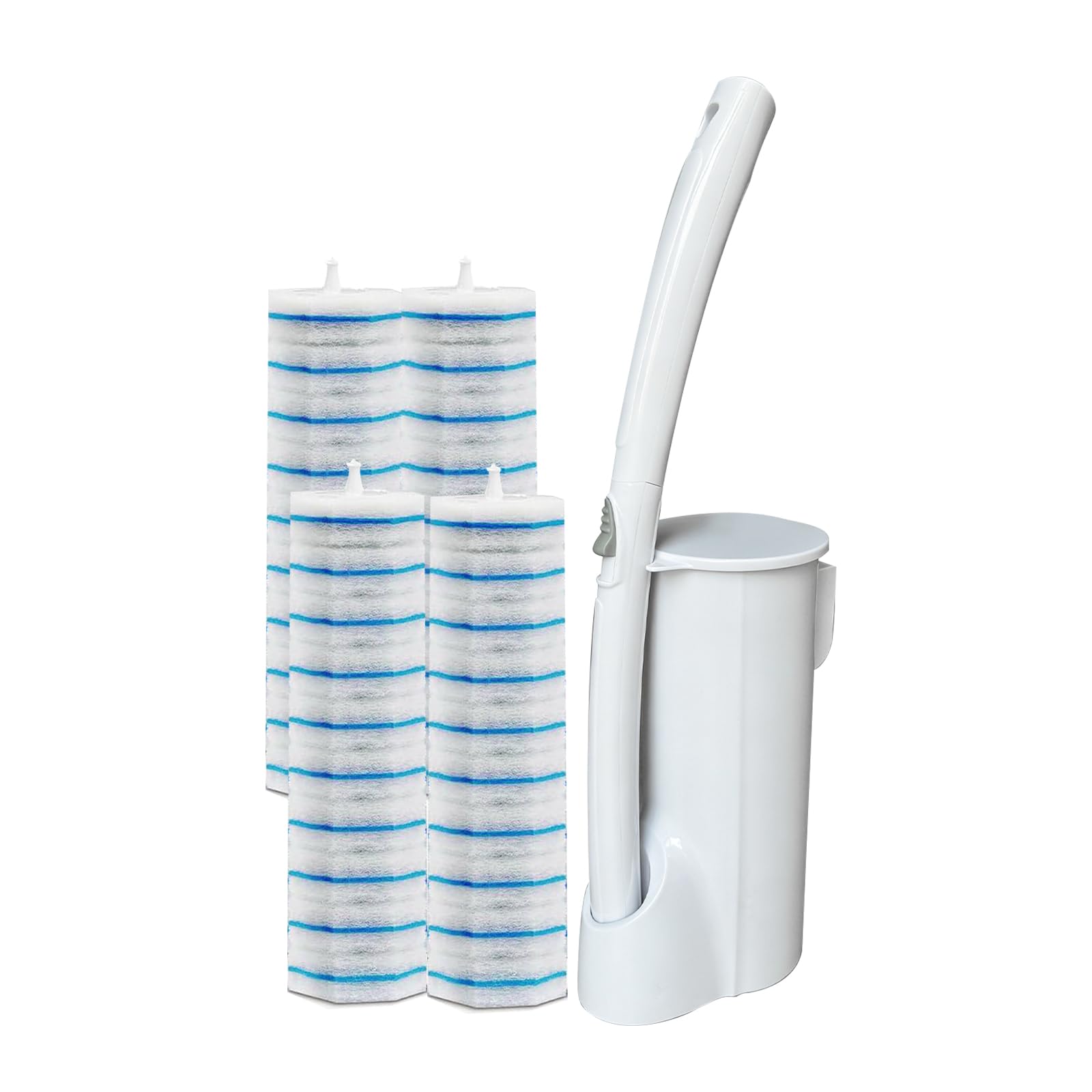 40 Disposable Toilet Brush Replacement Pads, Wall Mounted Toilet Holder Set Toilet Cleaning System Starter Kit, Toilet Stick Pads (White)