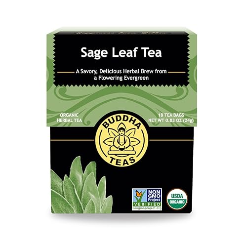 Buddha Teas - Organic Sage Leaf Tea - Herbal Tea - With Vitamins & Minerals - Clean Ingredients - Caffeine Free - OU Kosher - 18 Bleach-Free Tea Bags