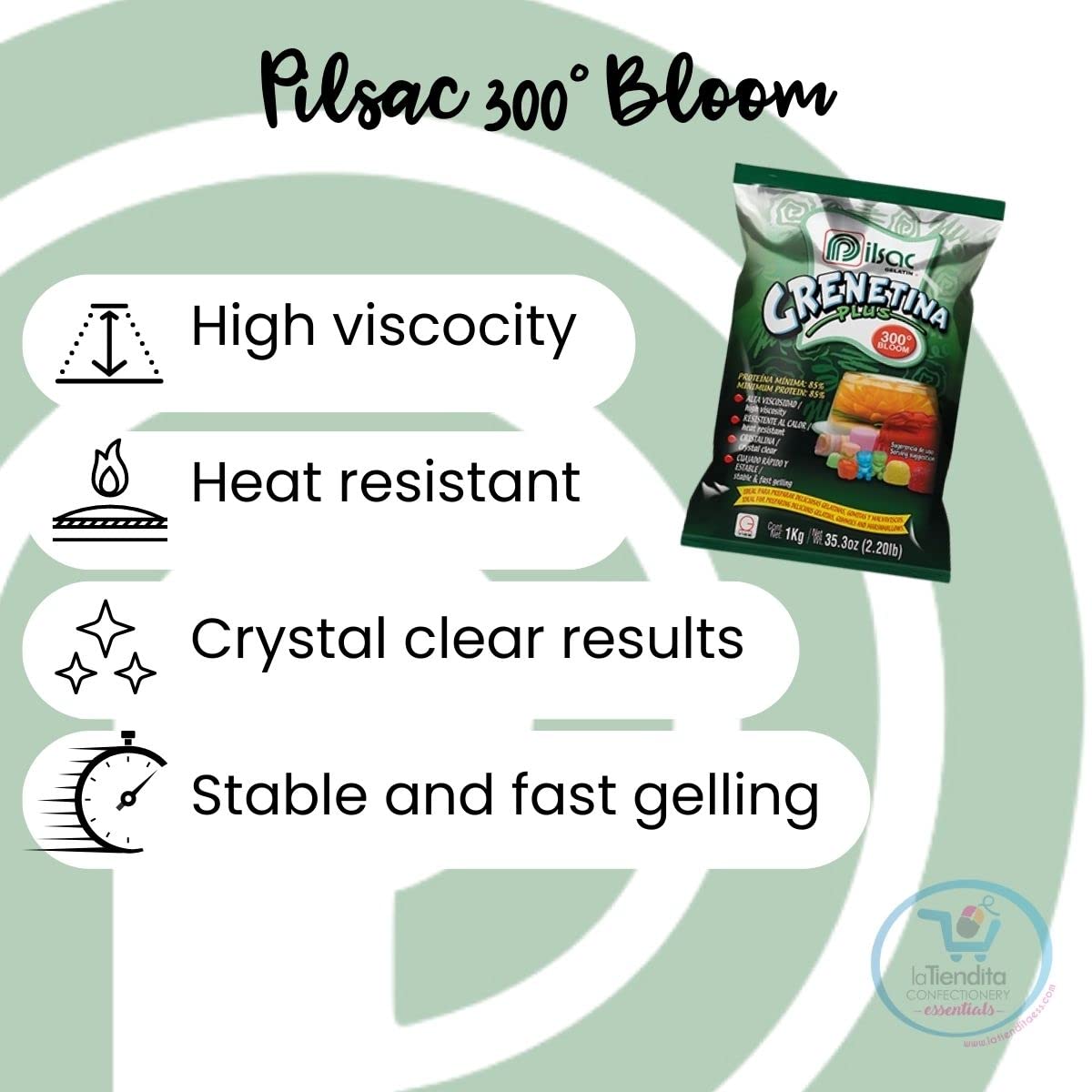 10 pack PILSAC Unflavored Beef Gelatin Powder 300° Bloom box - 10 bags of 2.2 lb - Professional grade gelatin powder