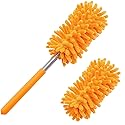 Microfiber Duster for Cleaning, Tukuos Hand Washable Dusters with 2pcs Replaceable Microfiber Head, Extendable Pole, Detachable Cleaning Supplies