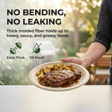CHONNFEASTT® 50PCS Compostable Paper Plates: 10" / 8" Heavy Duty Disposable Plates for Dinner Dessert - Brown Sugarcane Bagasse Biodegradable & Eco