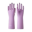 LANON wahoo Skin-Friendly Cleaning Gloves, Dishwashing Kitchen Gloves with Cotton Flocked Liner, Reusable, Non-Slip, Mauve Mist, Large