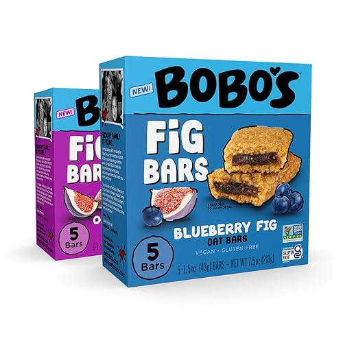 Bobo's Fig Bars Variety - 10 Original & 10 Blueberry, Simple Ingredients, Whole Grain Oats, Plant Based, Non-GMO, Gluten Free Breakfast Bars, Healthy
