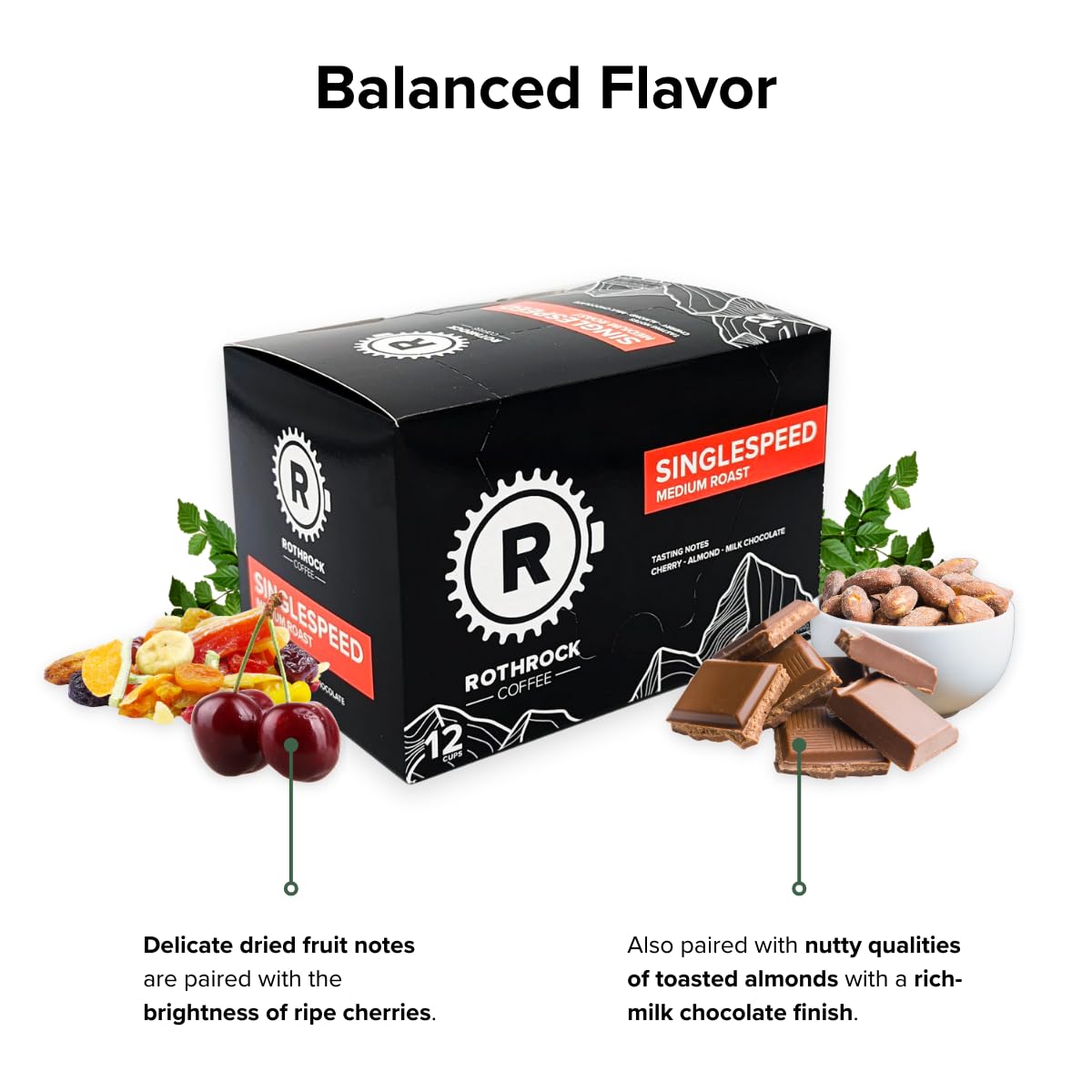 Rothrock Coffee - Singlespeed - Medium Roast - K-Cups - Specialty Coffee Pods - Single Serve - Signature Blend - Balanced & Versatile Roast - Fruity