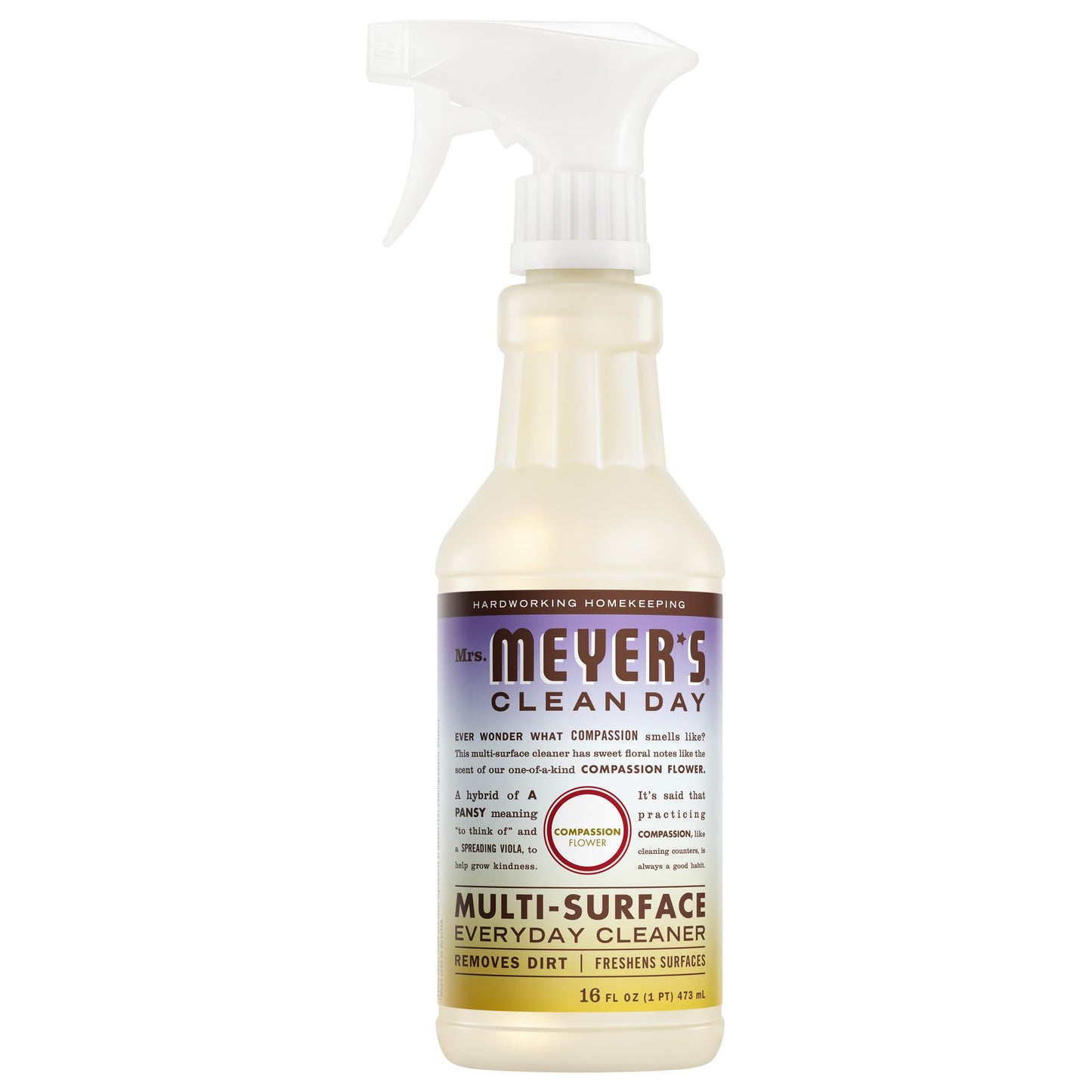 MRS. MEYER'S CLEAN DAY Multi-Surface Everyday Cleaner, Compassion Flower Scent, 16 Fl Oz Bottle
