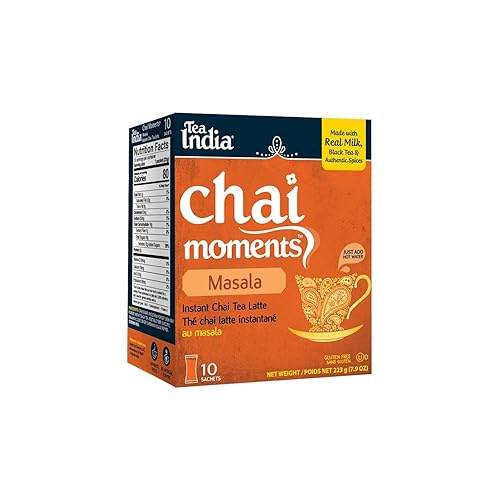 Tea India Chai Moments Masala Chai Tea Instant Latte Mix Flavorful Blend Of Premium Black Tea & Natural Ingredients Traditional Indian Caffeinated Tea