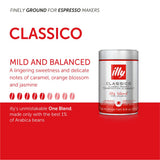 illy Ground Coffee Espresso - 100% Arabica Coffee Ground - Classico Medium Roast - Notes of Caramel, Orange Blossom & Jasmine - Rich Aromatic Profile