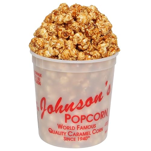 Johnson's Popcorn Small Caramel Tub - World Famous Caramel Popcorn Since 1940, Handmade Everyday