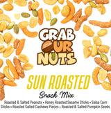 Grab Our Nuts Sun Roasted Snack Mix 36 Ounce Jar: Peanuts, Honey Roasted Sesame Sticks, Salsa Corn Sticks, Roasted Cashew Pieces, Roasted & Salted