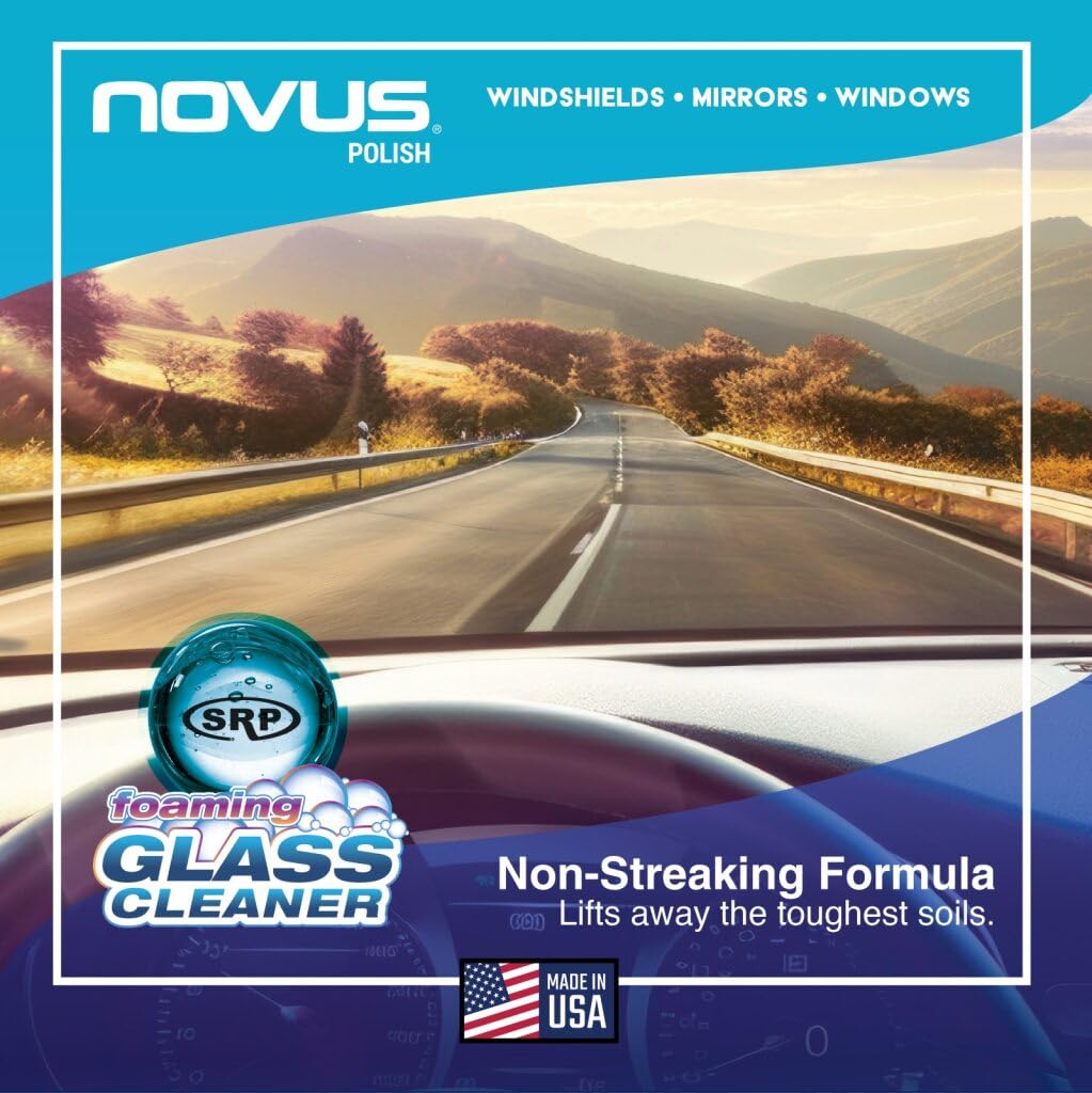 NOVUS 1802 | Glass Cleaner Spray | Powerful Foaming Glass Cleaner, Streak-Free Shine for Home and Auto | Safe for All Glass Surfaces - 19 Ounces (1