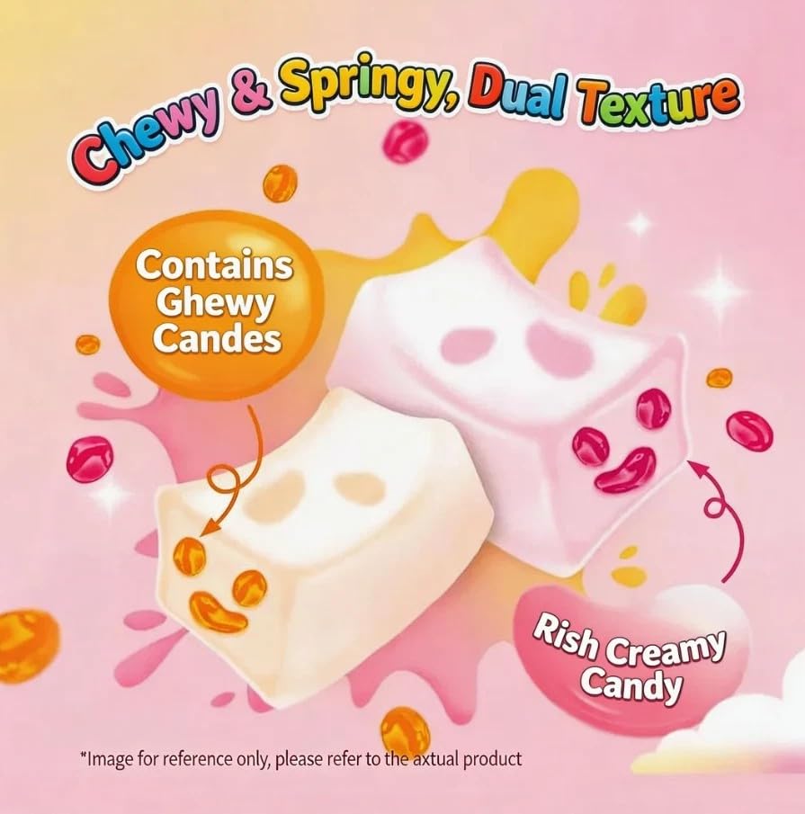 Fruit Chew Gummy Candy, White Peach and Mango Flavor, with Real Fruit Juice, Dual Texture, 3 Pack (Mango)