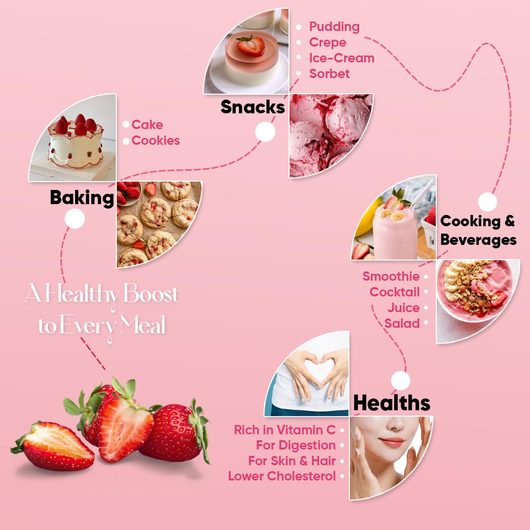 Bionutricia Strawberry Extract Powder 20:1 - No Sugar Added, Rich in Vitamin C & Antioxidants, Great for Smoothies, Baking & Drinks, Vegan, Non-GMO