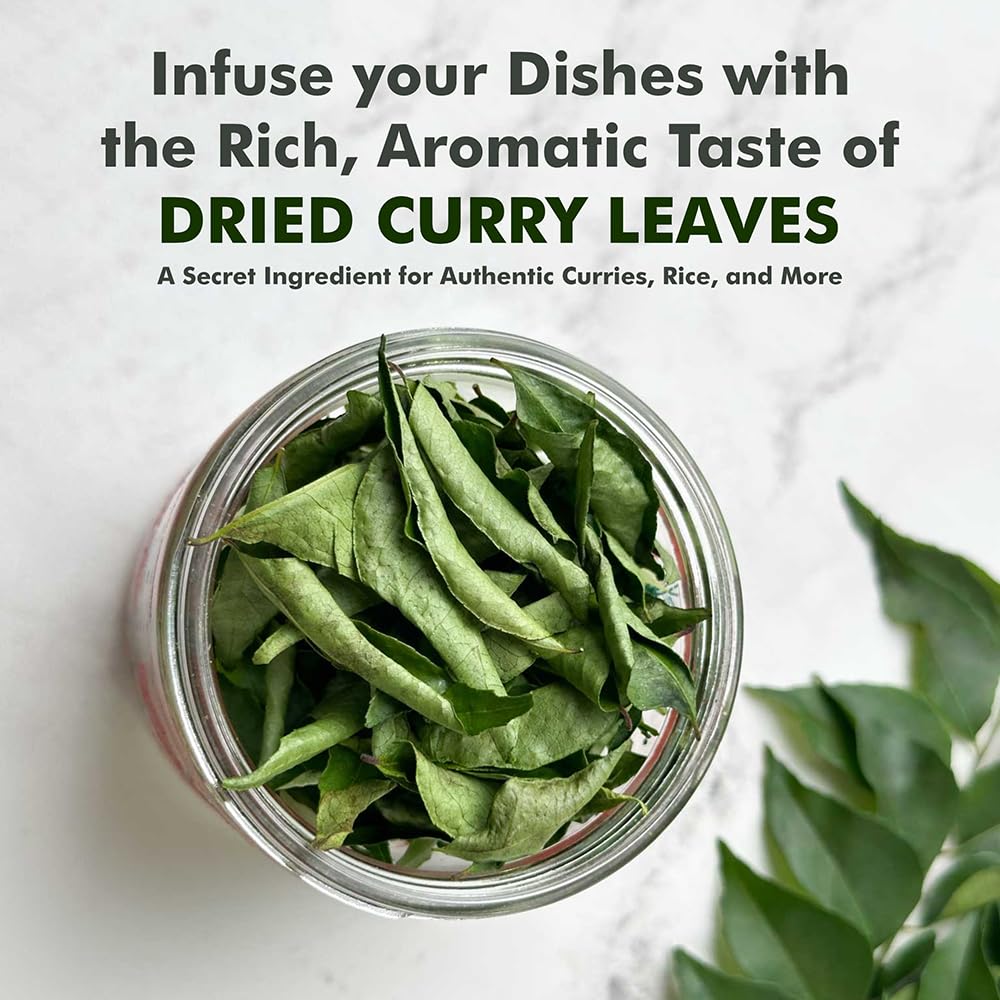Hebhac Herbs Dried Curry Leaves 0.88 oz (25 g), Aromatic & Fresh - Perfect for Tea, Cooking, Curries & Spices - 100% Natural, Gluten Free, Vegan