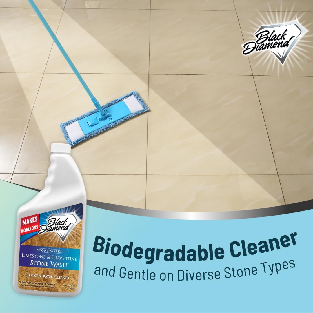 Black Diamond Stoneworks Limestone and Travertine Floor Cleaner: Natural Stone, Marble, Slate, Polished Concrete, honed or tumbled surfaces