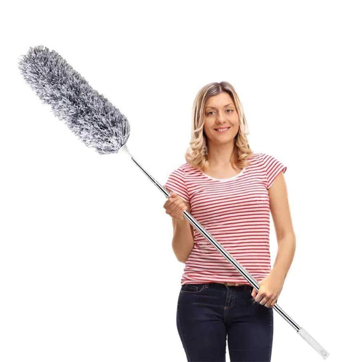 DELUX Microfiber Feather Duster Extendable Duster with 100 inches Extra Long Pole, Bendable Head & Long Handle Dusters for Cleaning Ceiling Fan, High