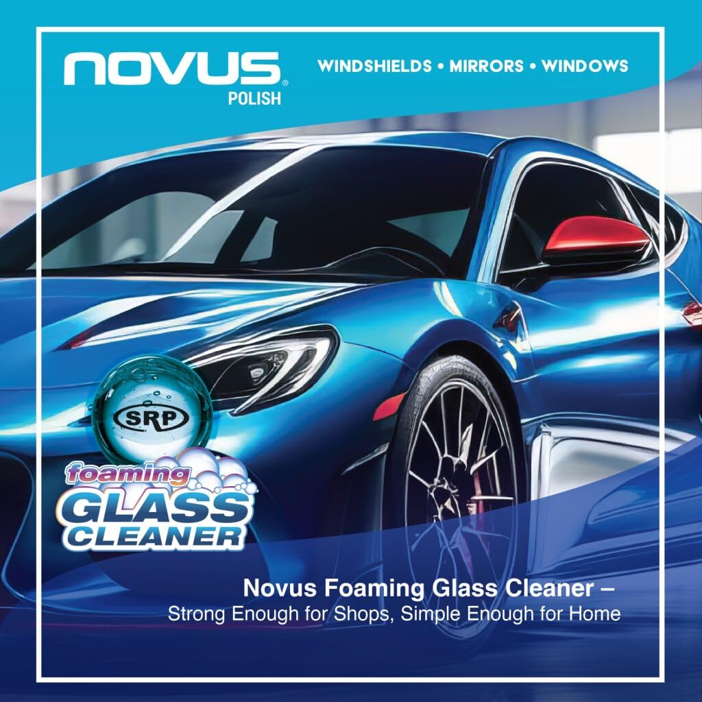 NOVUS 1802 | Glass Cleaner Spray | Powerful Foaming Glass Cleaner, Streak-Free Shine for Home and Auto | Safe for All Glass Surfaces - 19 Ounces (1
