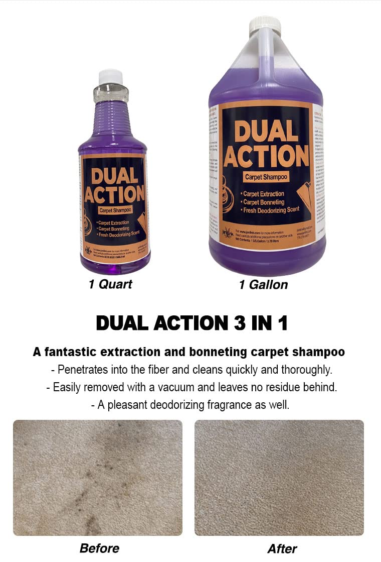 JANILINK Dual Action Carpet & Bonnet Shampoo, Deodorizing, Carpet Extraction, 1 Gal (Pack of 2)