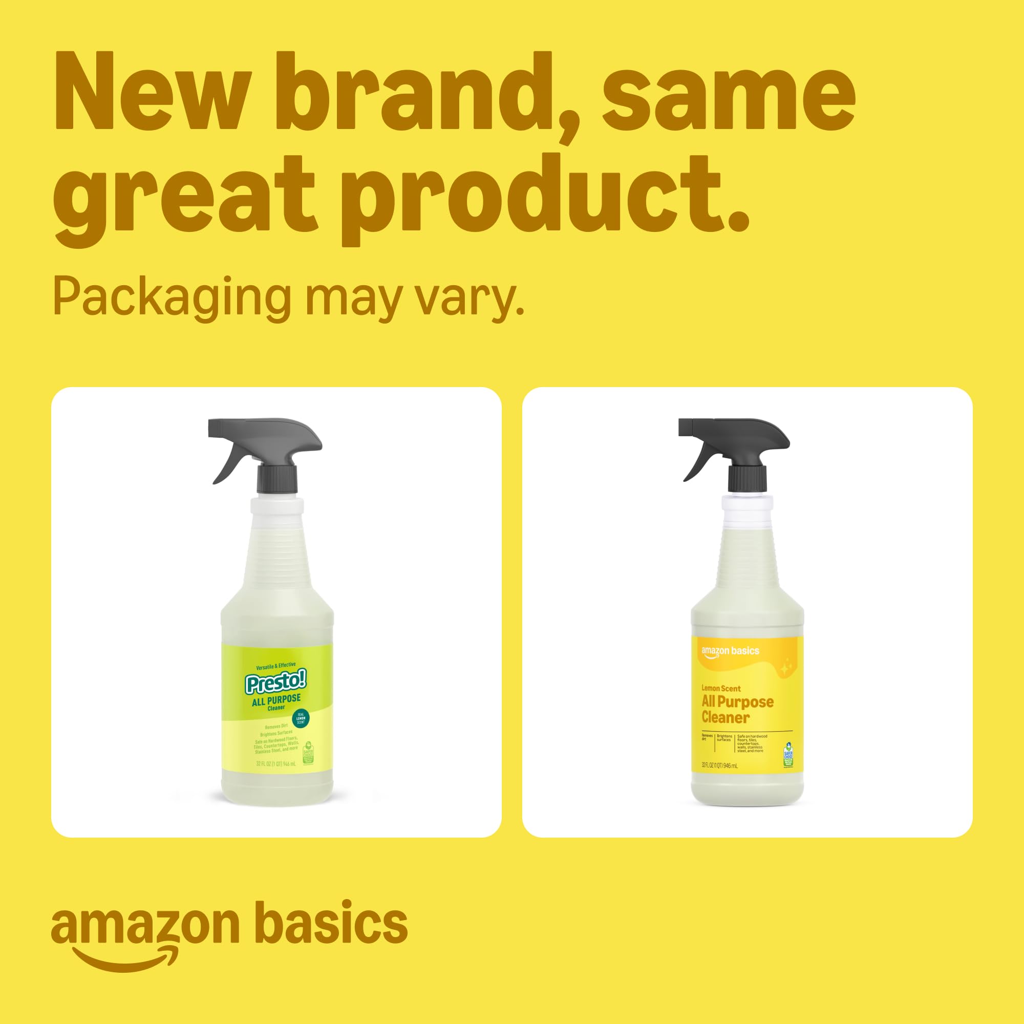 Amazon Basics All Purpose Cleaner, Lemon Scent, 32 fl oz, Pack of 2 (Previously Presto!)