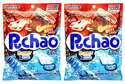 Japanese UHA Mikakuto Soft Chewy Candy with Gummy Bits 2packs (Soda 2 Flavors)