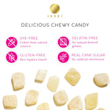 ISSEI Strawberry Mochi Gummies Chewy Candy | Pillowy Soft | Dye-Free with Colors from Natural Sources | Gelatin-Free | Plant-Based | Non-GMO | Award