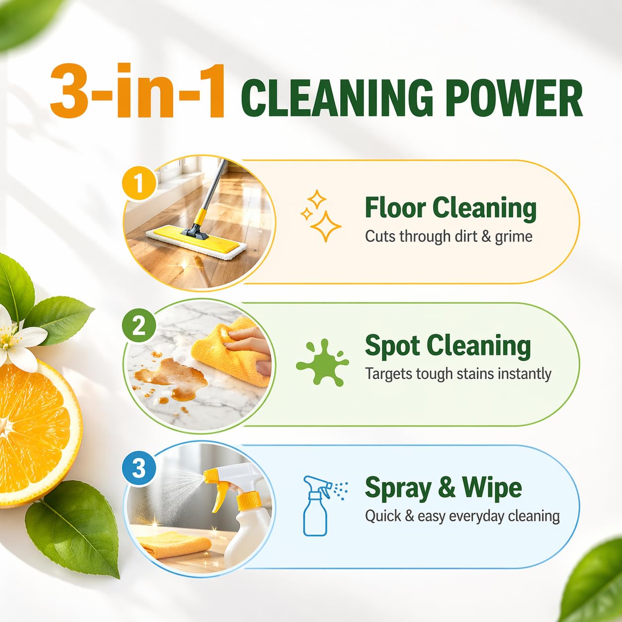 GELEAN orange peel Multi Purpose Cleaner & Deodorant - Floor Cleaner (Made in USA) | Tile, Stone, Laminate, Vinyl & Natural Wood Floor Cleaner