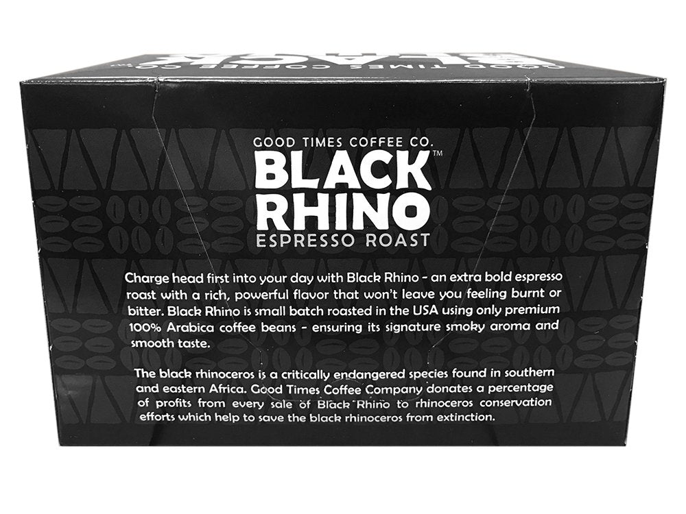 Black Rhino Espresso Roast Coffee, Single Serve Pods for Keurig K-Cup Brewers, 12 Count