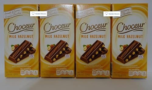 Choceur Milk Chocolate with Whole Roasted Hazelnuts 7.05oz 200g (4 Bars)