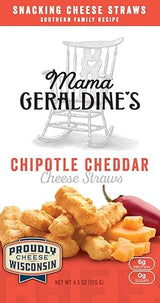 Mama Geraldine's Chipotle Cheese Straws - 4.5 oz Box (1 Pack) - Spicy & Savory Baked Cheese Snacks