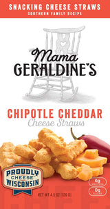 Mama Geraldine's Chipotle Cheese Straws - 4.5 oz Box (1 Pack) - Spicy & Savory Baked Cheese Snacks