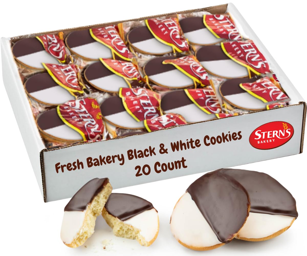 Black and White Cookies | 20 Gourmet Cookies Individually Wrapped | NY Style Black & White Cookies | Easter Food Gift Baskets | Snack Cakes | Kosher