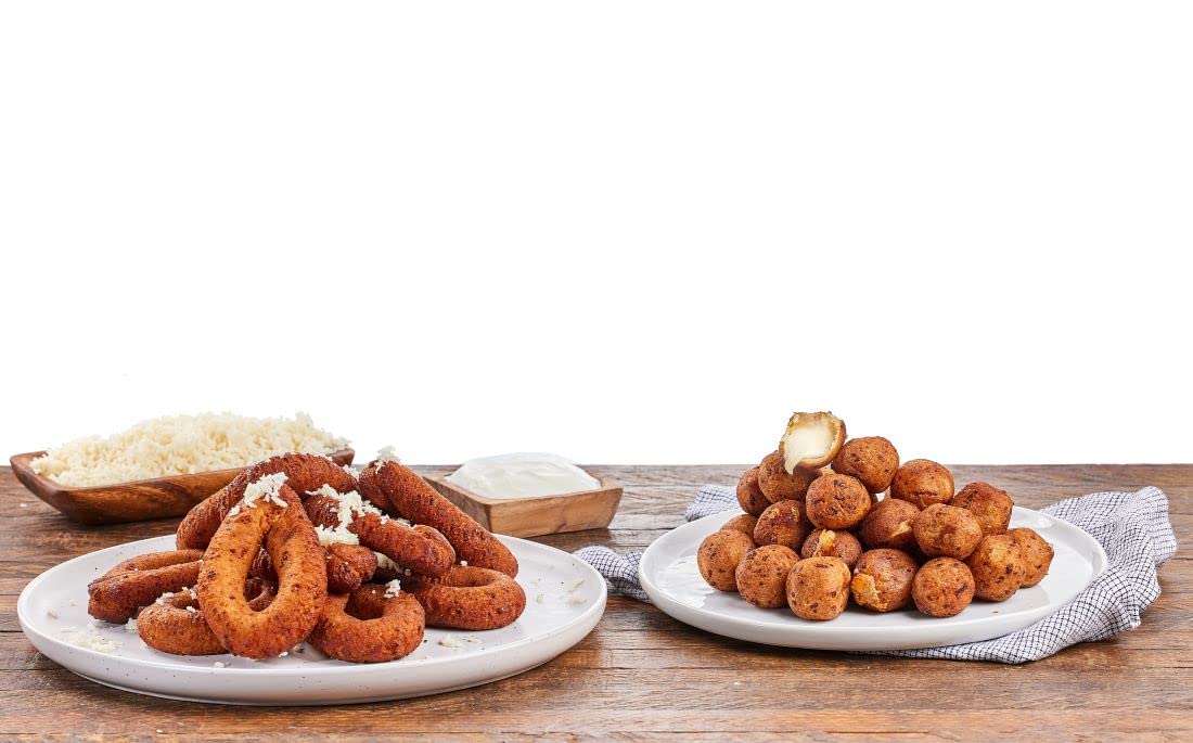 DELE FOOD Mandocas, Four Bags 96 oz - Frozen Plantain and Cornmeal Rings Made with a Traditional Venezuelan Recipe - Pre Cooked and Ready to Heat in