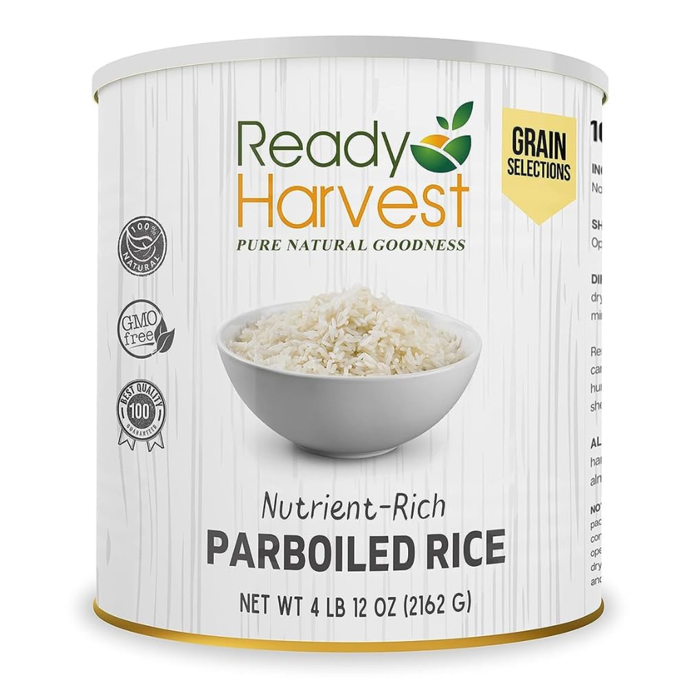 Ready Harvest Emergency Food - Parboiled White Rice | Survival Food | Pantry Staples | #10 Can | 30-Year Shelf Life | 4 lbs | Cans Filled to the Top