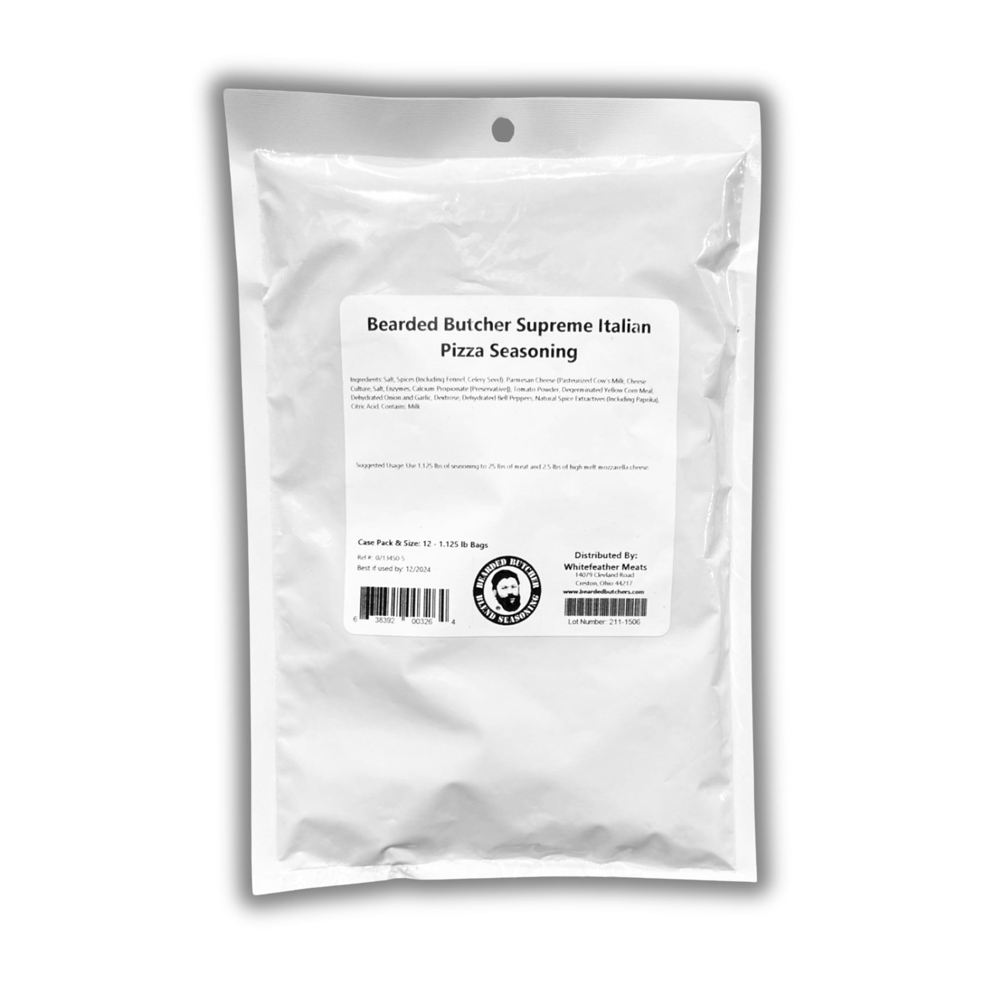 Bearded Butchers Supreme Pizza Seasoning, 18 oz - For Up to 25 lbs of Meat - Perfect for Bratwurst, Snack Sticks, Burgers, and Pepperoni - Includes