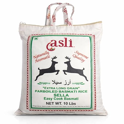 Asli fine Naturally aromatic, Extra long grain parboiled basmati rice stella Net Wt. 1x10 Lbs- Easy to Cook - Low Glycemic Index - Extra Long Grain, Naturally Aged, Fluffy & Aromatic | Premium Quality Rice for Biryani, Pulao & Authentic Cooking