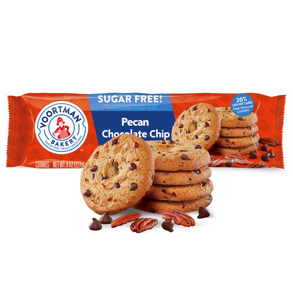 Voortman, Sugar Free Chocolate Chip Pecan Cookies No Artificial Colors, 8 Ounce