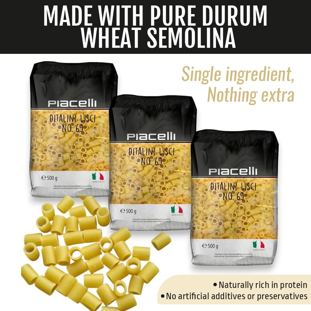 Piacelli Ditalini Pasta - Protein Pasta Delivers Flavor & Nutrition in Every Bite - Our Pasta Noodles Hold Their Shape Ideally in Soups & Sauces