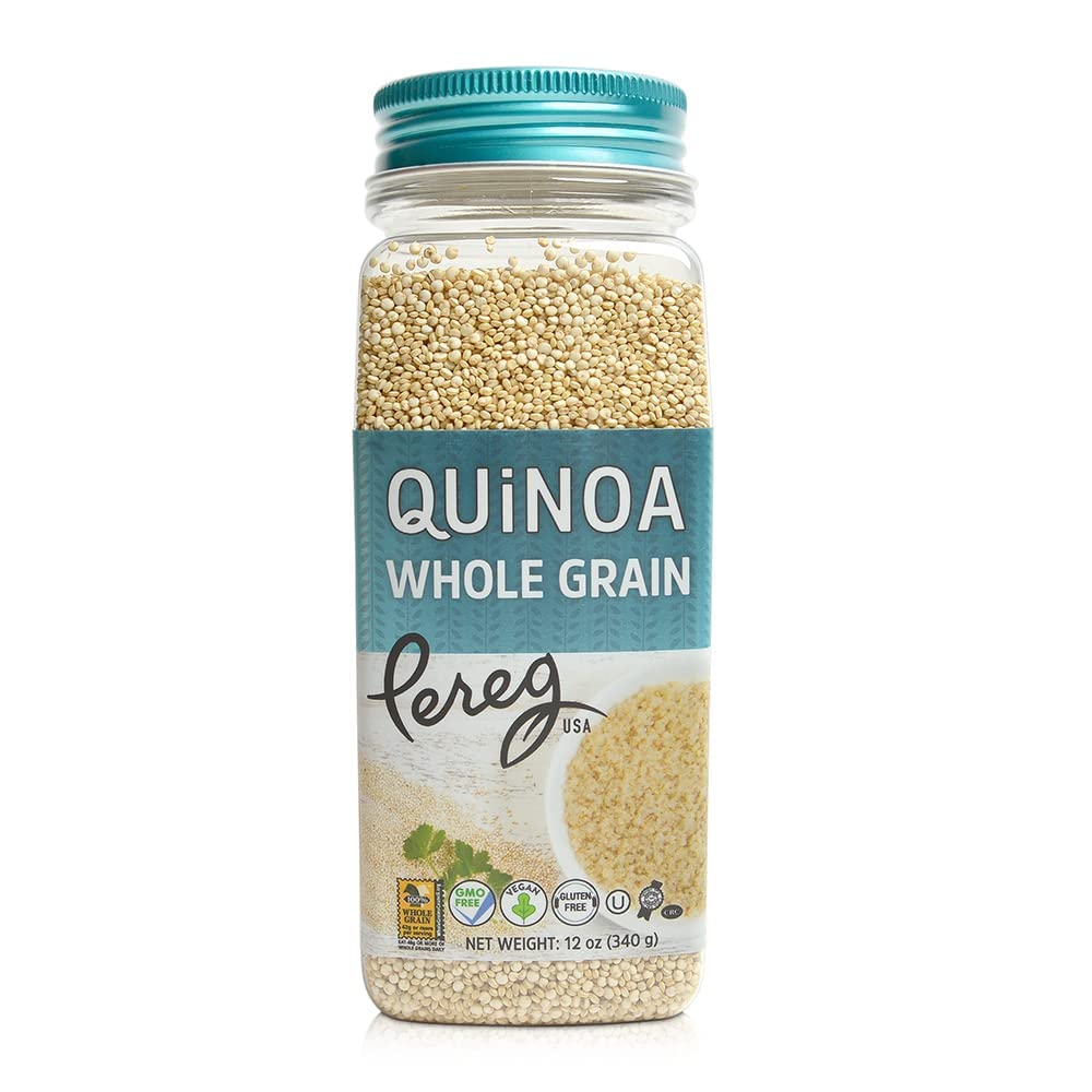 Pereg Whole Grain White Quinoa (12 oz x 6 Pack) Ancient Superfood Pre-Washed Quinoa Grains | Non-GMO, Vegan & Gluten-Free | Rice & Pasta Alternative | Rich in Protein, Fibre & Iron | Plant Protein
