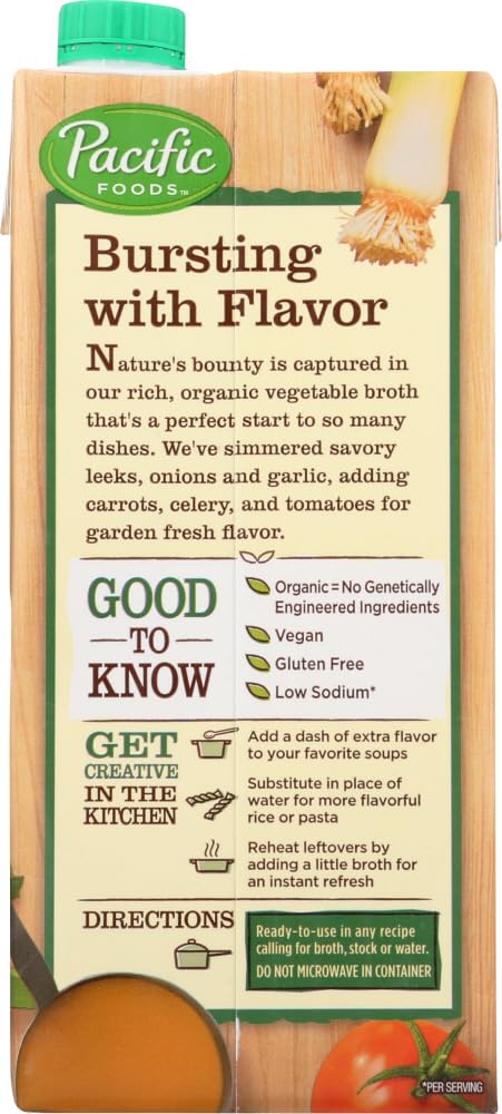 Pacific Foods Organic Low Sodium Vegetable Broth, 32 oz (Pack of 3)