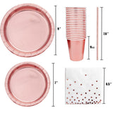 Rose Gold Birthday Party Favors for Women Rose Gold Plates and Napkins Party Supplies,Disposable Paper Plates and Cups Set for First Day