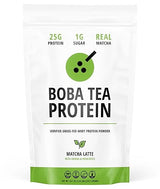Boba Tea Protein Matcha Latte | 25g Grass-Fed Whey Protein Isolate Powder | Gluten-Free & Soy-Free Bubble Tea Protein Drink | Real Ingredients