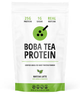 Boba Tea Protein Matcha Latte | 25g Grass-Fed Whey Protein Isolate Powder | Gluten-Free & Soy-Free Bubble Tea Protein Drink | Real Ingredients