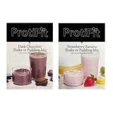 PROTIFIT - High Protein Dark Chocolate & Strawberry Banana Pudding & Shake Mix 2 Pack, 15g Protein, Low Calorie, Low Fat, Low Carb, Aspartame Free