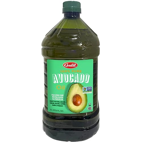 Galil 100% Pure Avocado Oil - High Smoke Point 500°F Non-GMO, Vegan, Halal Certified - Perfect for Cooking, Baking, Sautéing, Dressings & Marinades, Rich in Healthy Fats - 2 Liter Bottle