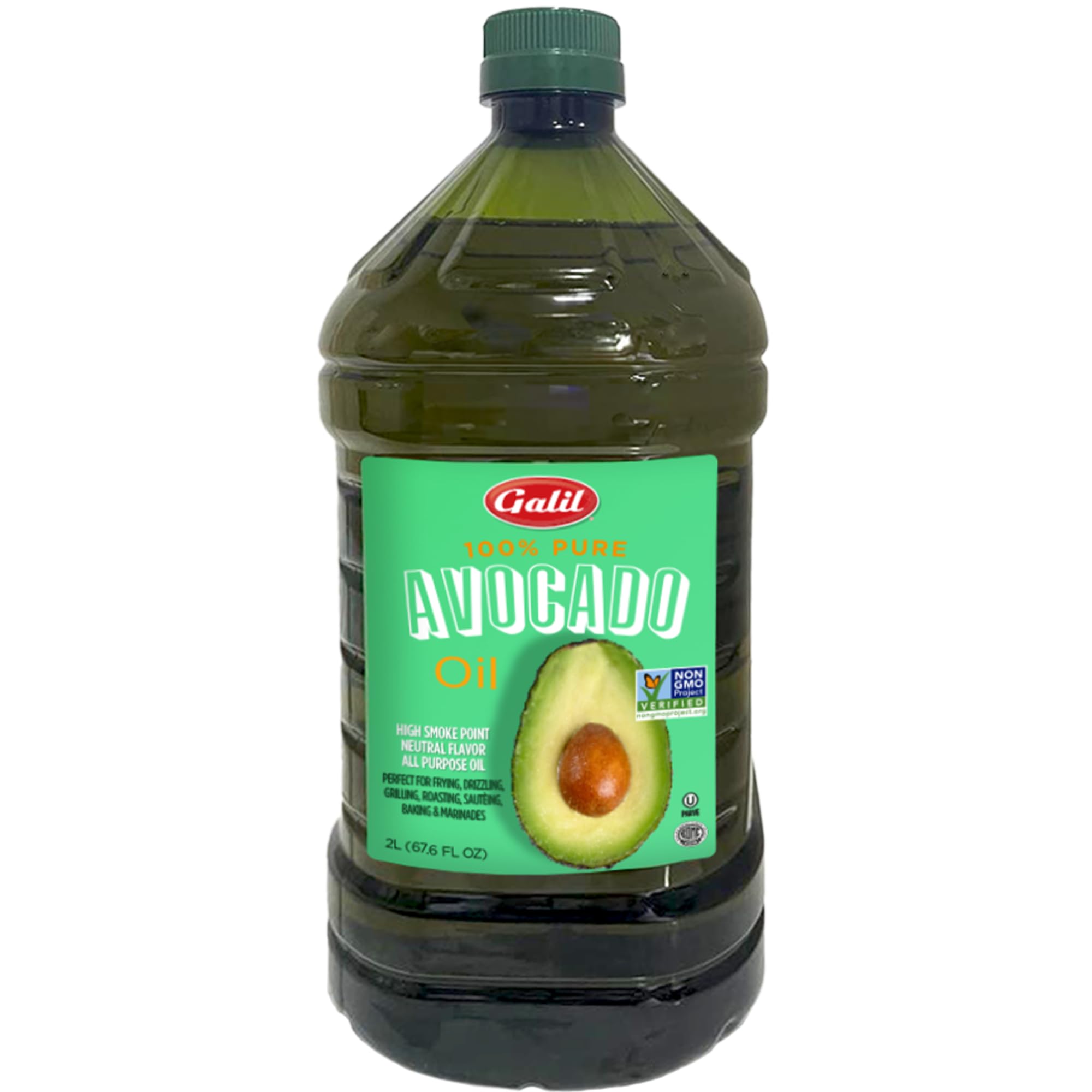 Galil 100% Pure Avocado Oil - High Smoke Point 500°F Non-GMO, Vegan, Halal Certified - Perfect for Cooking, Baking, Sautéing, Dressings & Marinades, Rich in Healthy Fats - 2 Liter Bottle