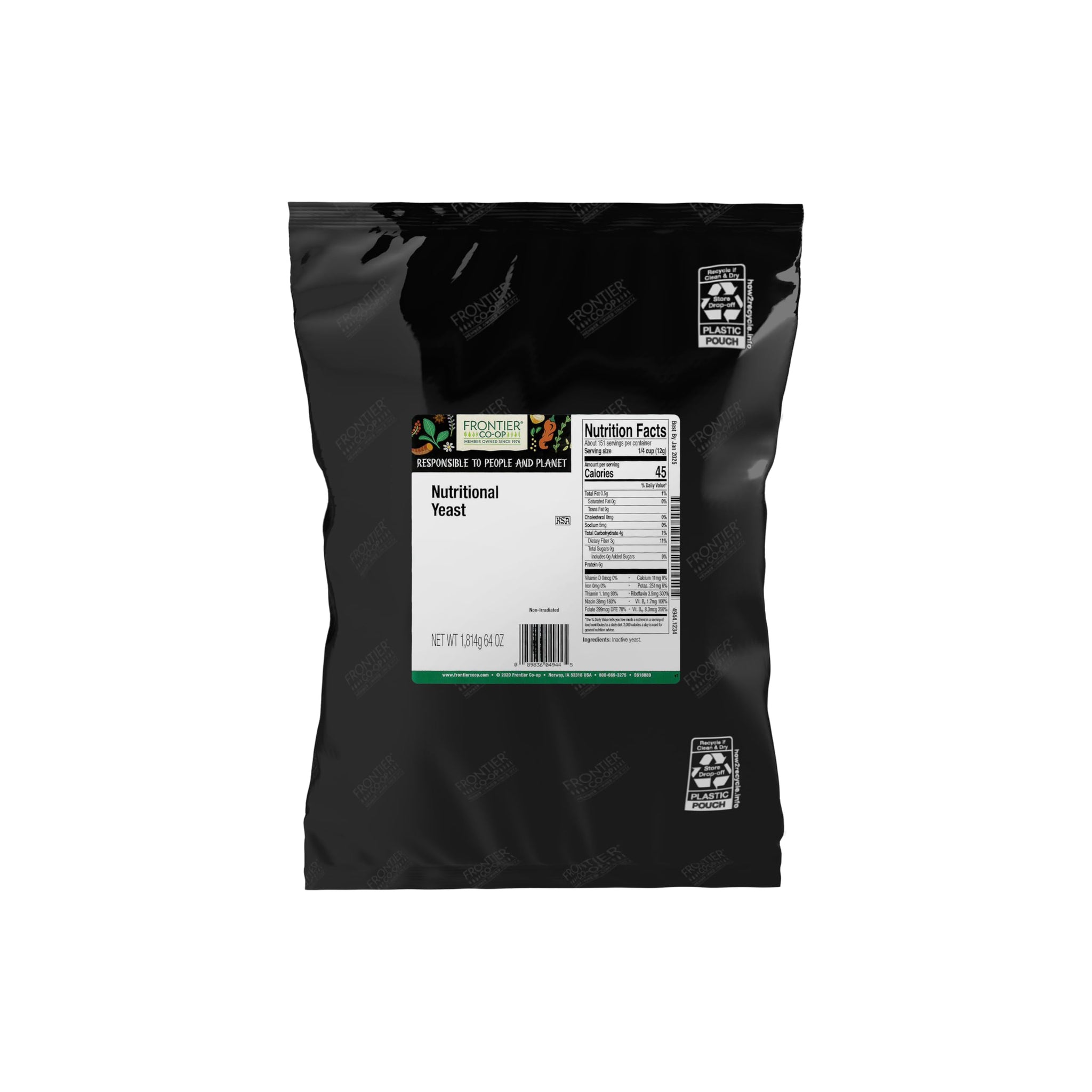 Frontier Co-op Nutritional Yeast, 4lb Bulk Bag - Savory Non-Dairy Cheese Flavor for Popcorn, Sauces, Dips
