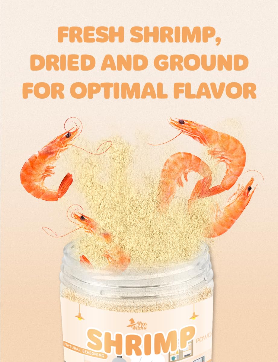 NICE WITCH'S Korean 100% Pure Natural Seasoning 8oz / 227g - Shrimp Powder, MSG Free, Authentic Thai & Southeast Asian Flavor, Pad Thai, Tom Yum